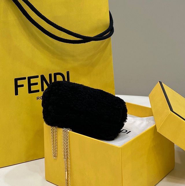 Fendi original sheepskin first nano bag 7AS051 black