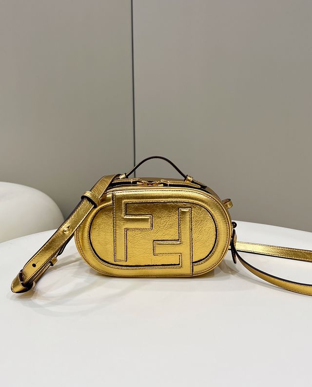 Fendi original calfskin O-Lock mini camera case 8BS058 gold