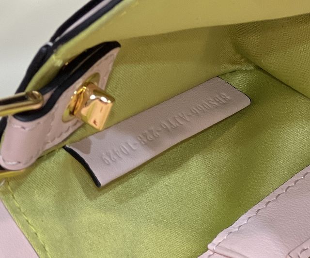 Fendi original calfskin mini brooch baguette bag 8BS066 pink