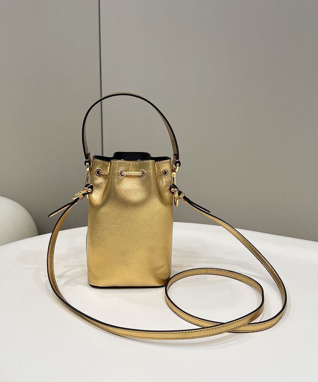 Fendi original calfskin small mon tresor bucket bag 8BS010 gold