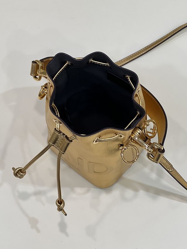 Fendi original calfskin small mon tresor bucket bag 8BS010 gold