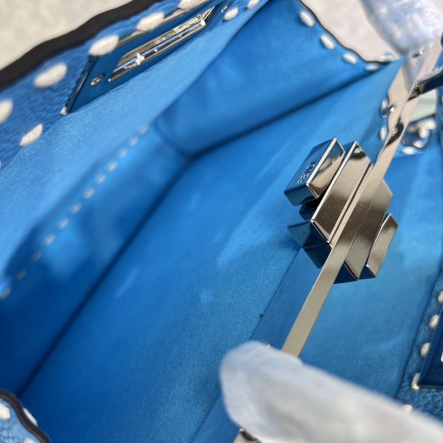 Fendi original grained calfskin medium peekaboo ISeeU bag 8BN321 blue