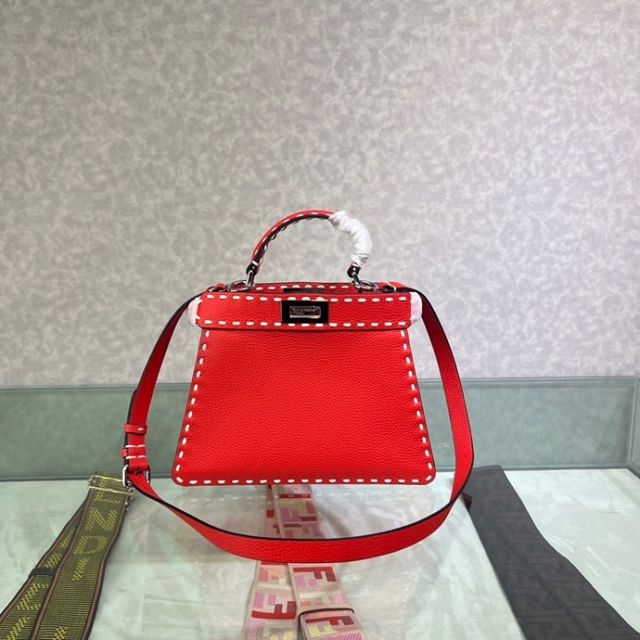 Fendi original grained calfskin small peekaboo ISeeU bag 8BN327 red