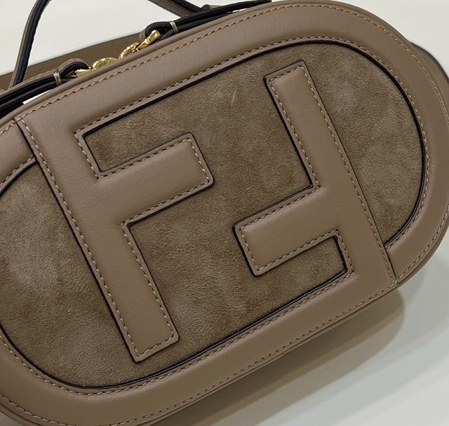 Fendi original suede O-Lock mini camera case 8BS058 grey