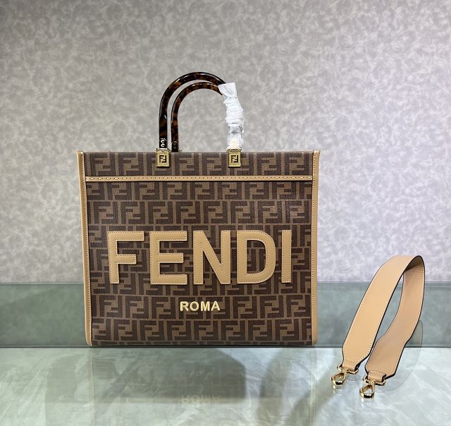 Fendi original canvas medium sunshine shopper bag 8BH386 coffee