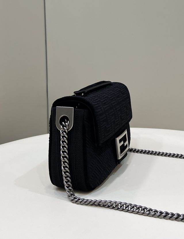 Fendi original fabric chain baguette bag 8BR793 black