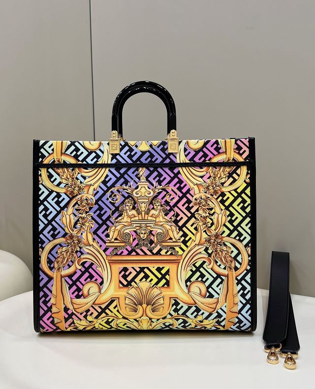 Fendi original fabric large sunshine shopper bag 8BH372 multicolor