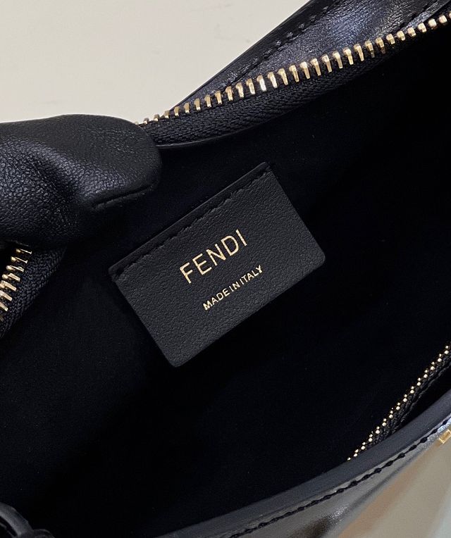 Fendi original calfskin O-Lock swing pouch 8BS068 black