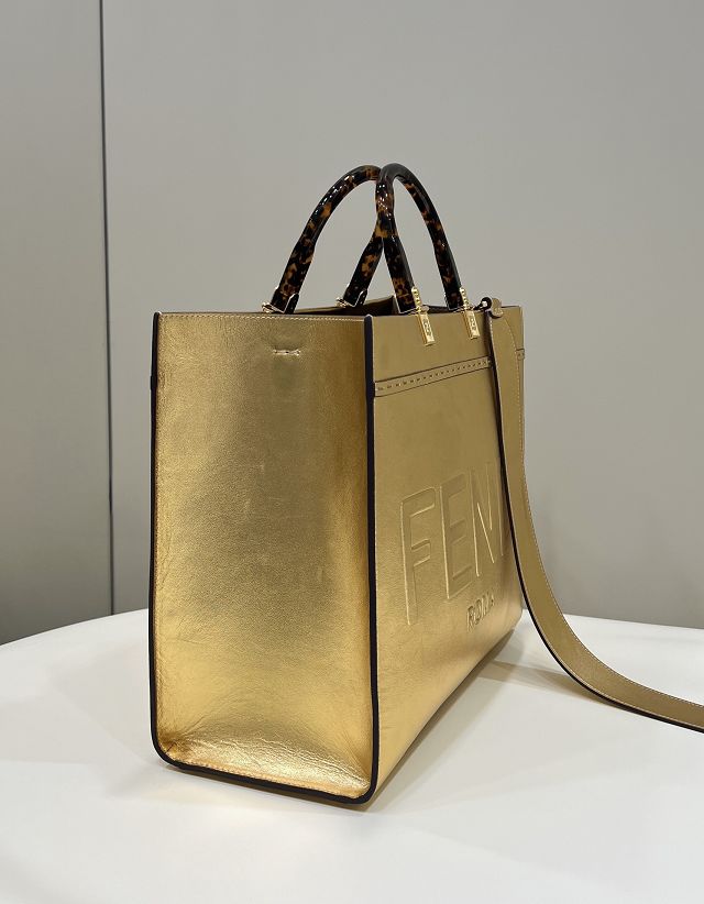Fendi original calfskin medium sunshine shopper bag 8BH386 gold