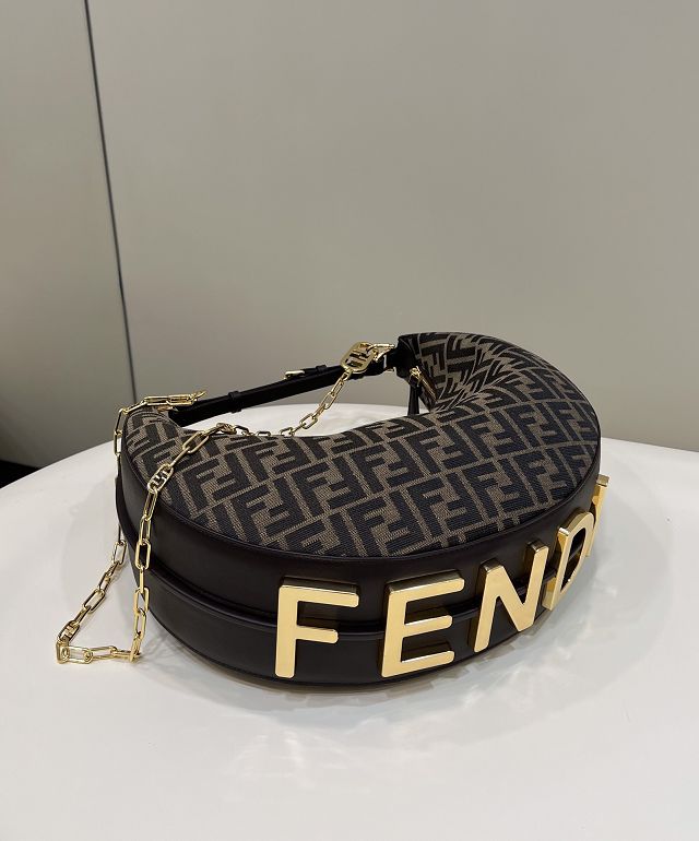 Fendi original fabric medium fendigraphy bag 8BR799 dark coffee