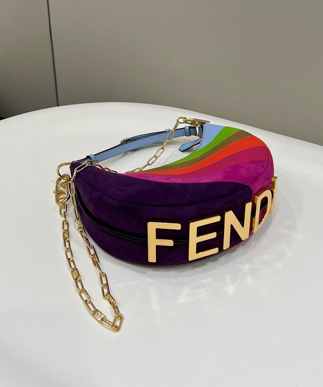 Fendi original suede small fendigraphy bag 8BR798 rainbow