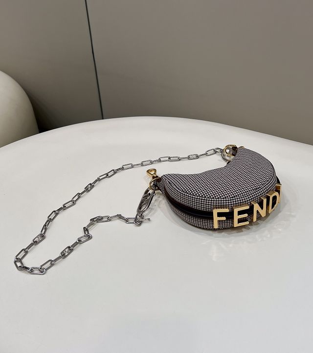 Fendi original wool nano fendigraphy bag 7AS089 beige