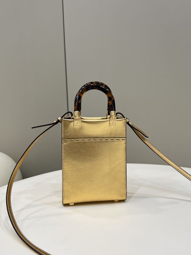 Fendi original calfskin mini sunshine shopper bag 8BS051 gold