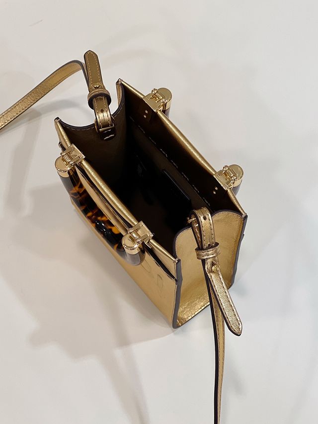 Fendi original calfskin mini sunshine shopper bag 8BS051 gold