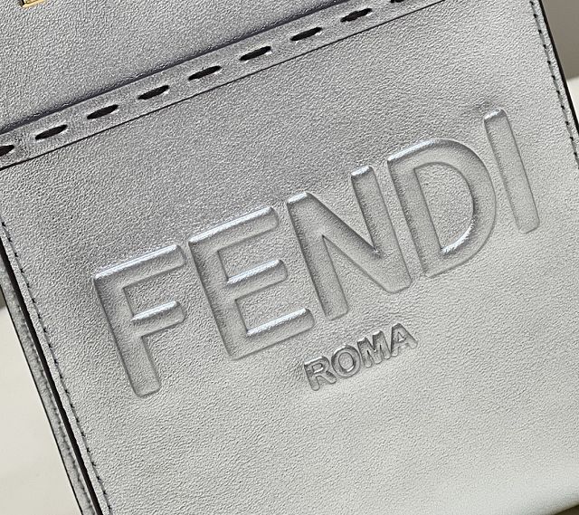 Fendi original calfskin mini sunshine shopper bag 8BS051 silver