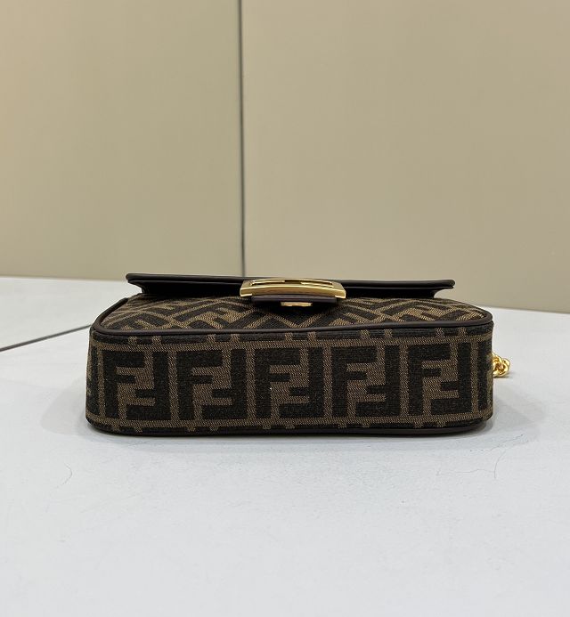 Fendi original fabric chain baguette bag 8BR793 brown