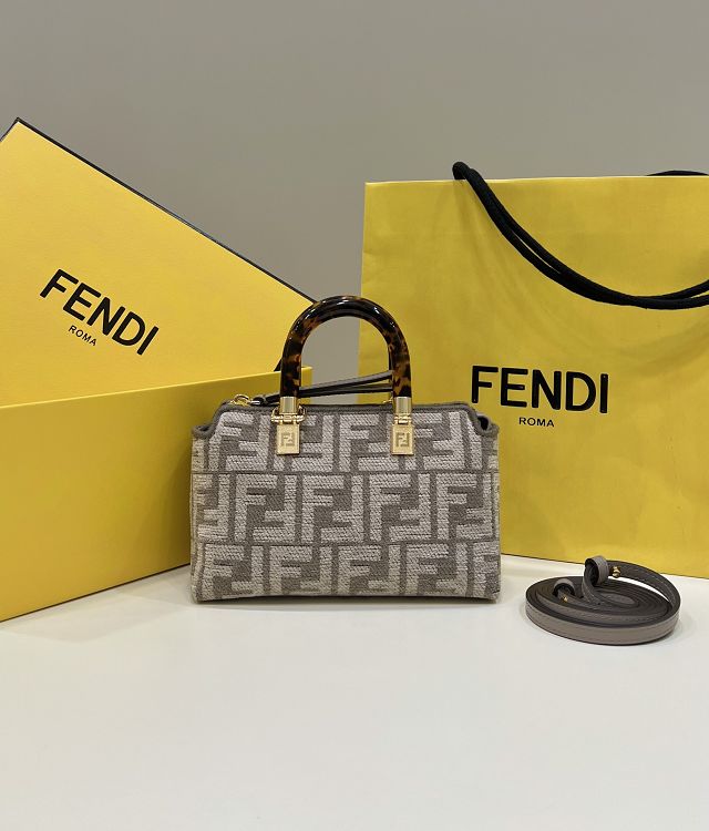 Fendi original fabric mini by the way boston bag 8BS067 grey