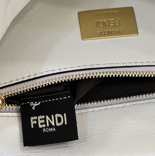 Fendi original lambskin chain baguette bag 8BR793 white