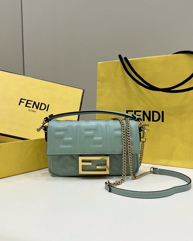 Fendi original lambskin mini baguette bag 8BS017 mint green