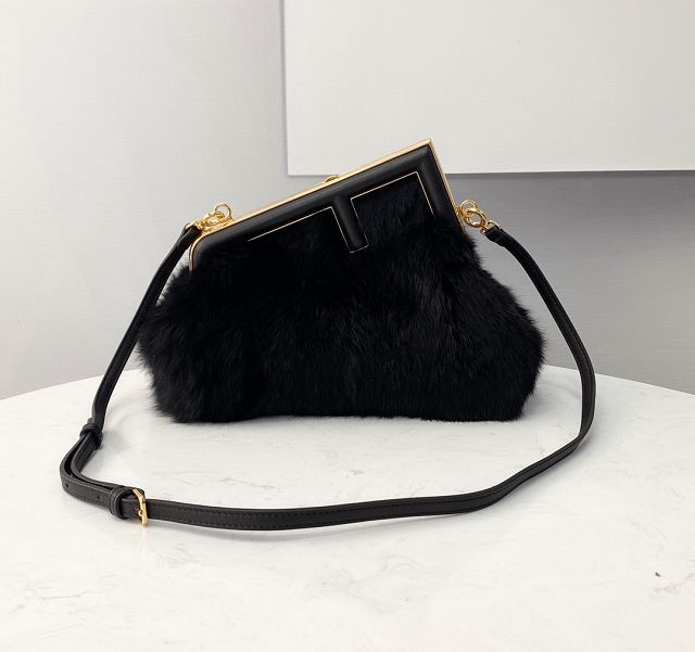 Fendi original mink fur small first bag 8BP129 black