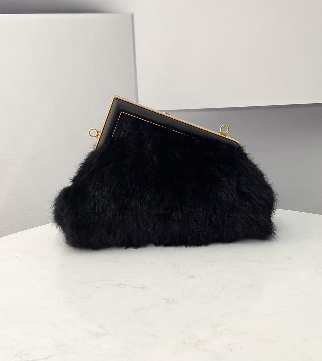 Fendi original mink fur small first bag 8BP129 black