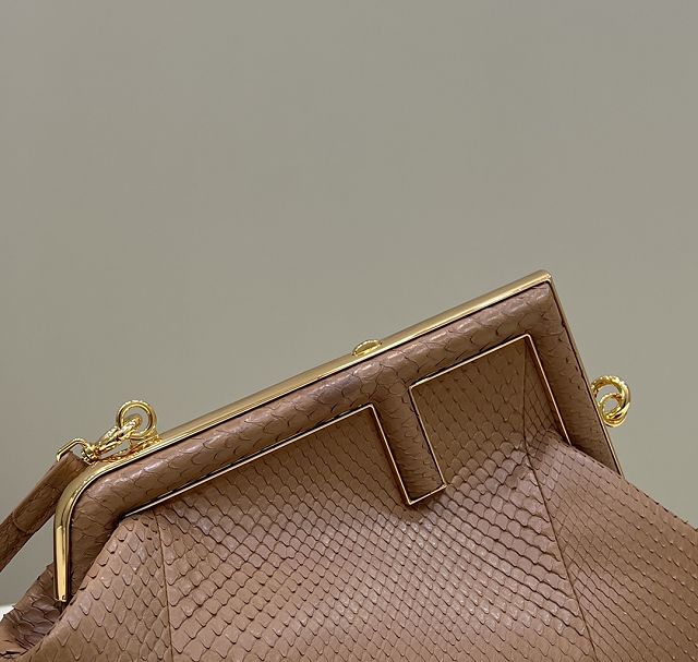 Fendi original python leather small first bag 8BP129 apricot