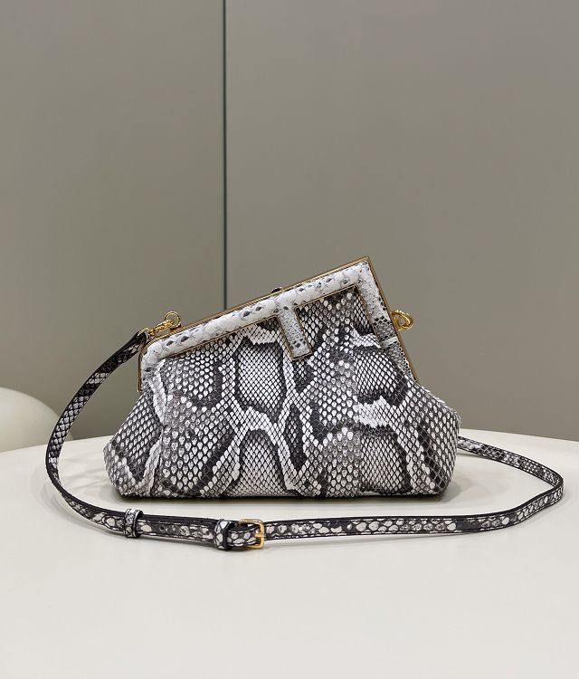 Fendi original python leather small first bag 8BP129 grey