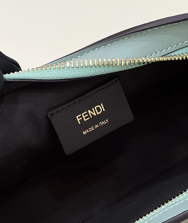 Fendi original calfskin&fox fur O-Lock swing pouch 8BS068 mint green