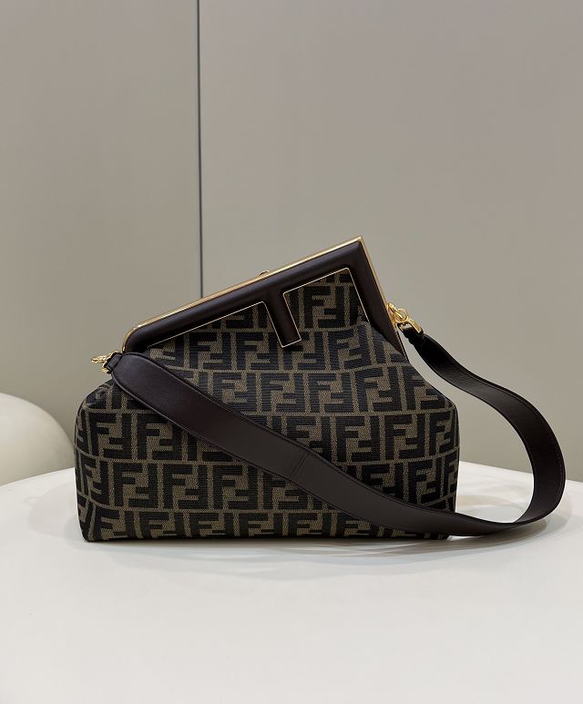 Fendi original fabric medium first bag 8BP127 dark coffee