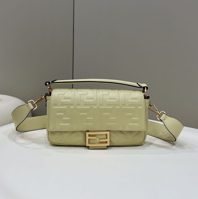 Fendi original lambskin medium baguette bag 8BR600 light yellow