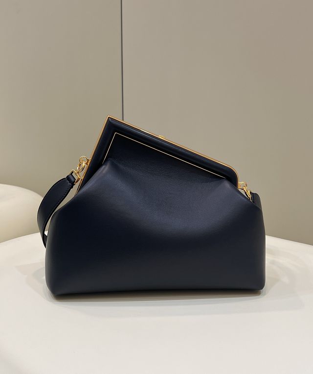 Fendi original lambskin medium first bag 8BP127 navy blue