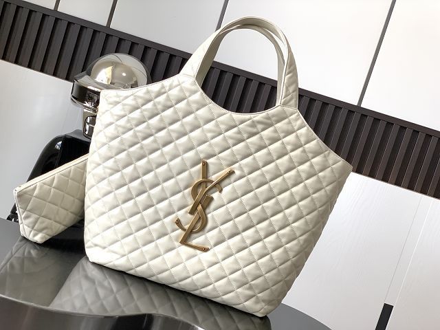 YSL original lambskin icare maxi shopping bag 698651 white