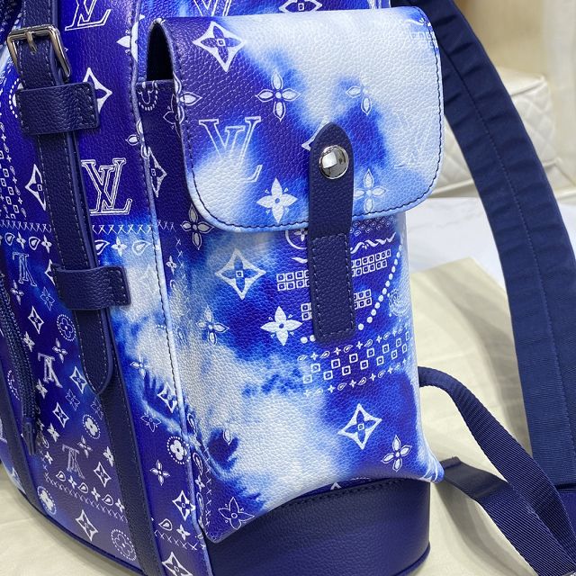 Louis vuitton original calfskin christopher backpack M20554 blue