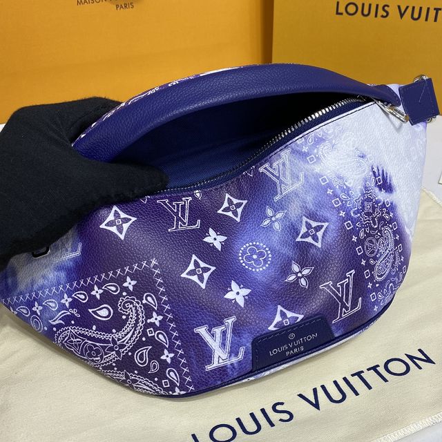 Louis vuitton original calfskin discovery bumbag M20587 blue