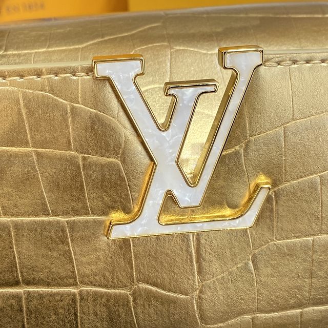 Louis vuitton original crocodile calfskin capucines BB handbag N92175 gold