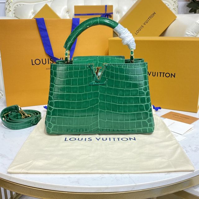 Louis vuitton original crocodile calfskin capucines BB handbag N92175 green