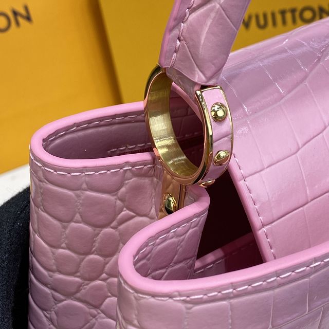 Louis vuitton original crocodile calfskin capucines BB handbag N92679 pink