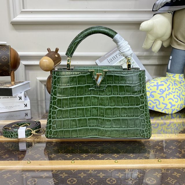 Louis vuitton original crocodile calfskin capucines BB handbag N93344 green