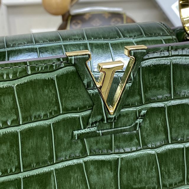 Louis vuitton original crocodile calfskin capucines BB handbag N93344 green