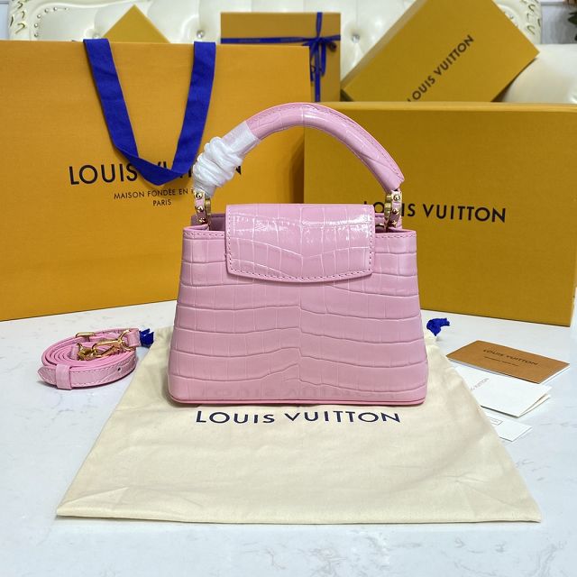 Louis vuitton original crocodile calfskin capucines mini handbag N95003 pink