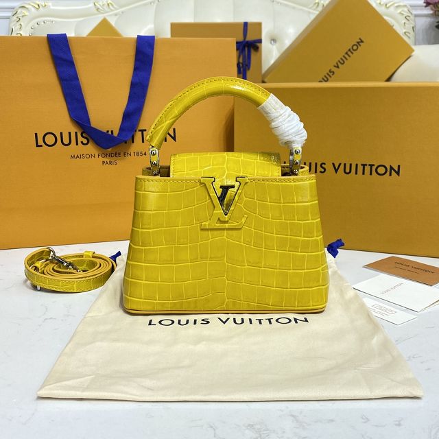 Louis vuitton original crocodile calfskin capucines mini handbag N93372 yellow