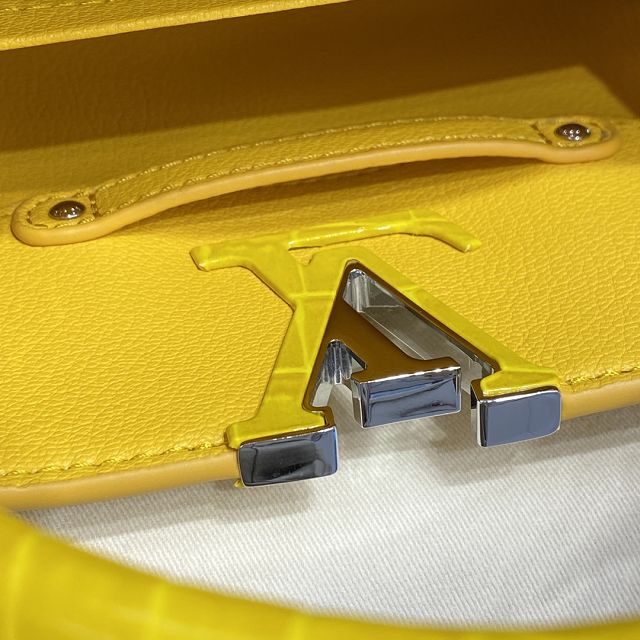 Louis vuitton original crocodile calfskin capucines mini handbag N93372 yellow