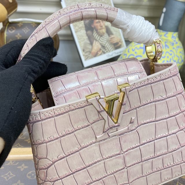Louis vuitton original crocodile calfskin capucines mini handbag N93701 pink