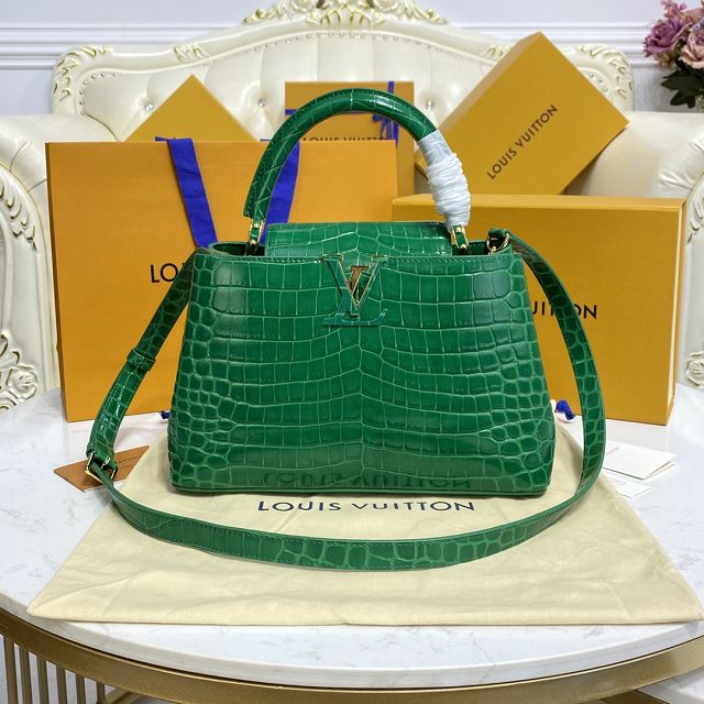 Louis vuitton original crocodile calfskin capucines mm handbag N94260 green