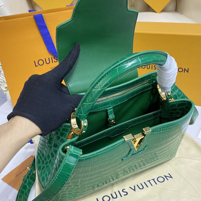 Louis vuitton original crocodile calfskin capucines mm handbag N94260 green