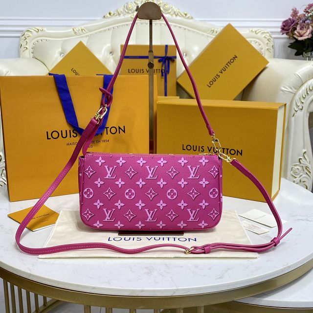 Louis vuitton original coated canvas maxi multi pochette M46161 fuchsia 