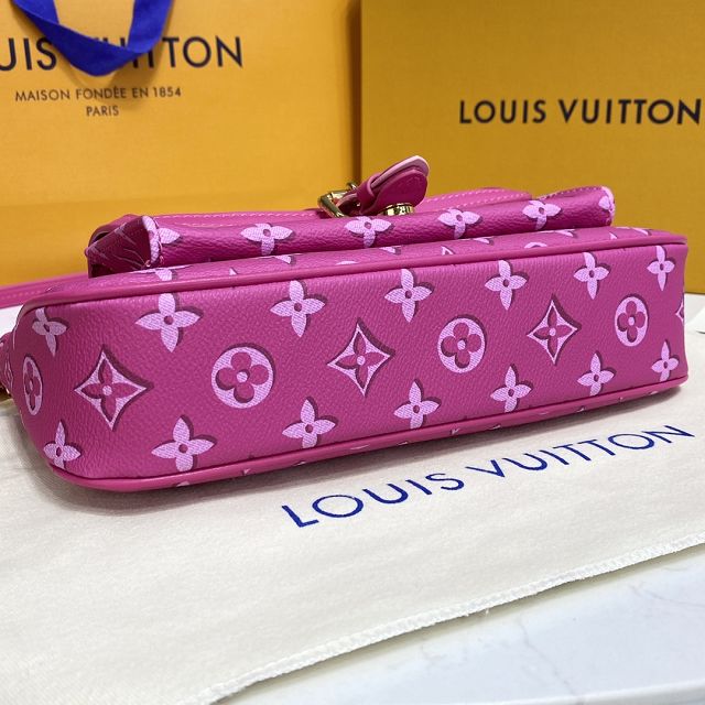 Louis vuitton original coated canvas maxi multi pochette M46161 fuchsia 