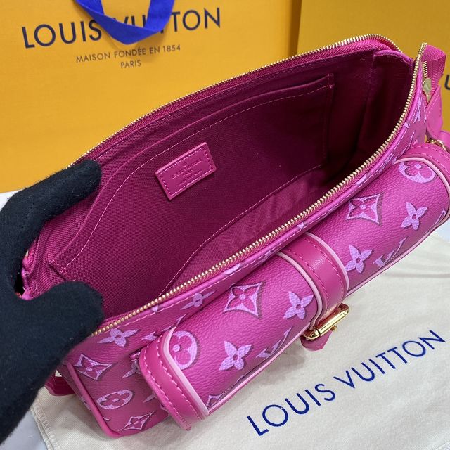 Louis vuitton original coated canvas maxi multi pochette M46161 fuchsia 