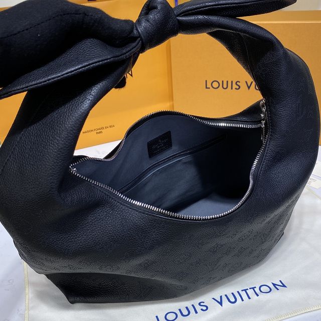 Louis vuitton original mahina calfskin why knot MM M20788 black