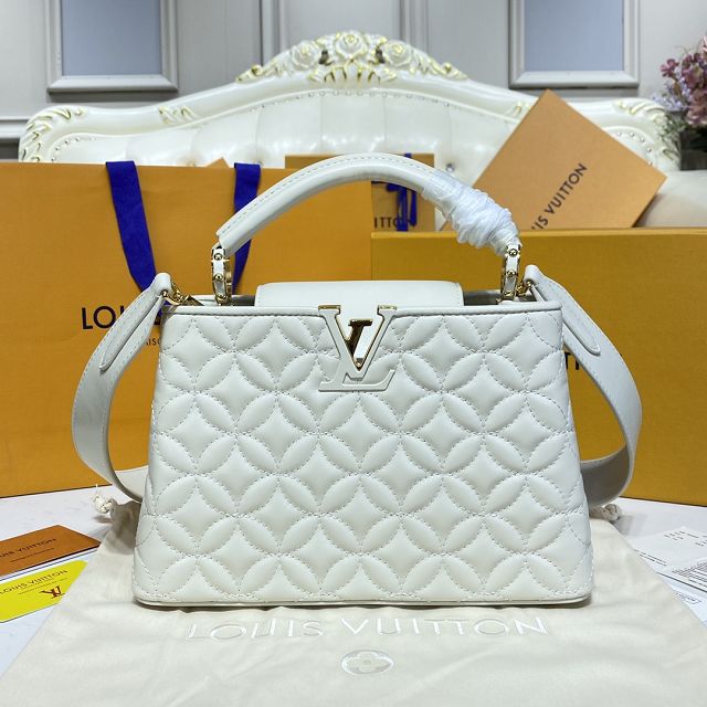 Louis vuitton original lambskin capucines BB handbag M55365 white